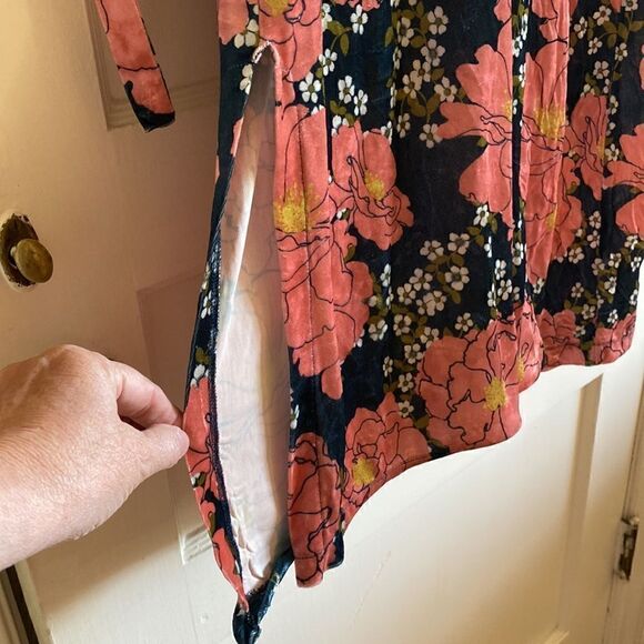 Zara Floral Velvet Kaftan Midi Dress Size Small - Picture 7 of 15
